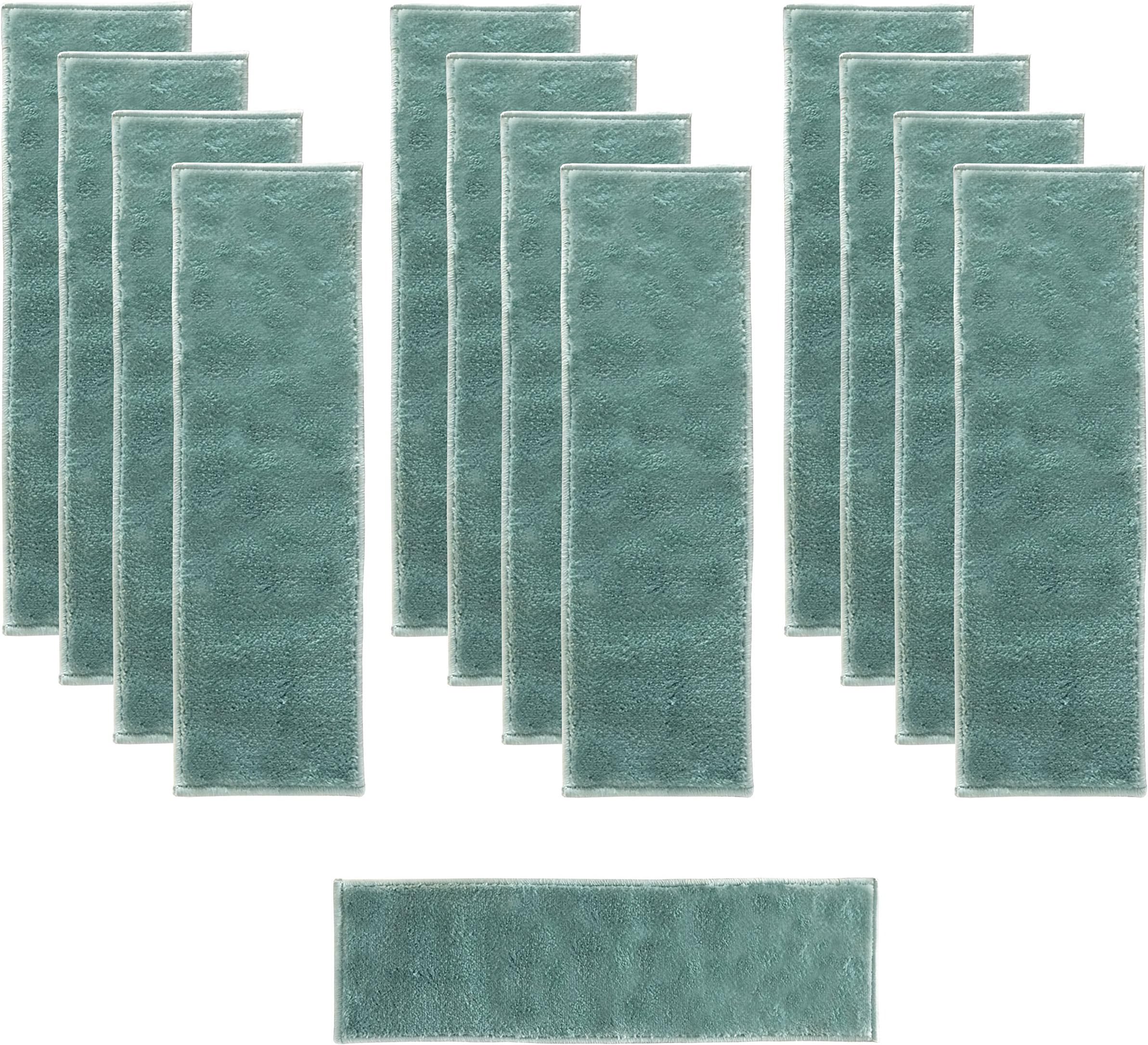 Sultansville Trellisville Collection Solid Design Vibrant and Soft Stair Treads, Teal, Pack of 13