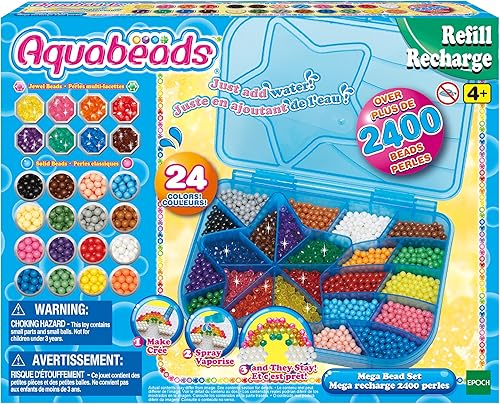 Aquabeads Mega Bead Set – Kit de recambio de cuentas para niños a partir de 4 años – Incluye más de 2,400 cuentas y estuche de almacenamiento de