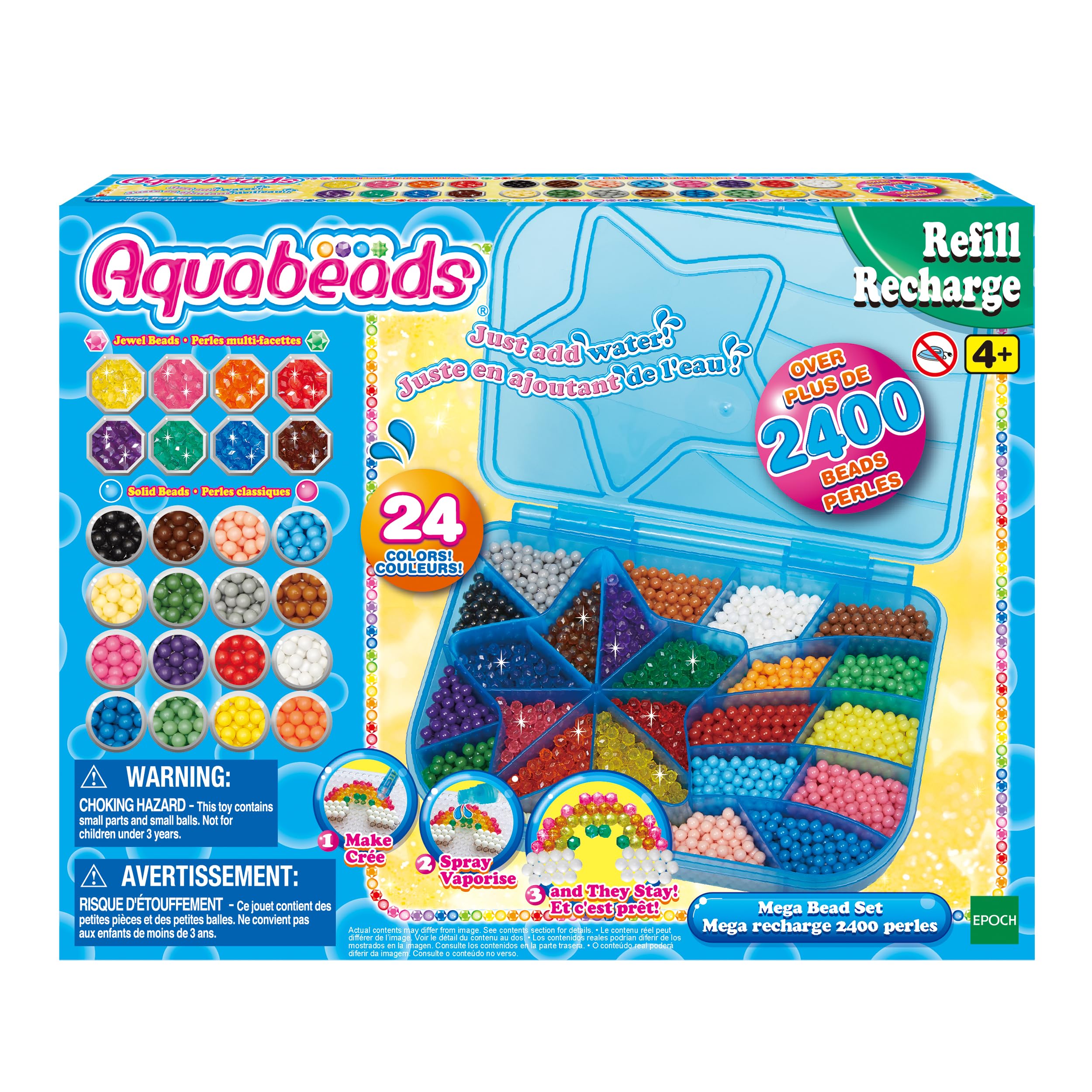 Mega Bead Set - Arts & Crafts Bead Refill Kit for Children Ages 4+ - Includes Over 2,400 Beads and Shooting Star Storage Case