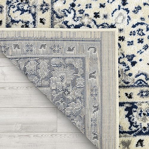 Vista 120 de Antep Rugs - Alfombra oriental de 5 x 7 con medallón tradicional para interior Siesta (beige crema, 5 pies 3 pulgadas x 7 pies)