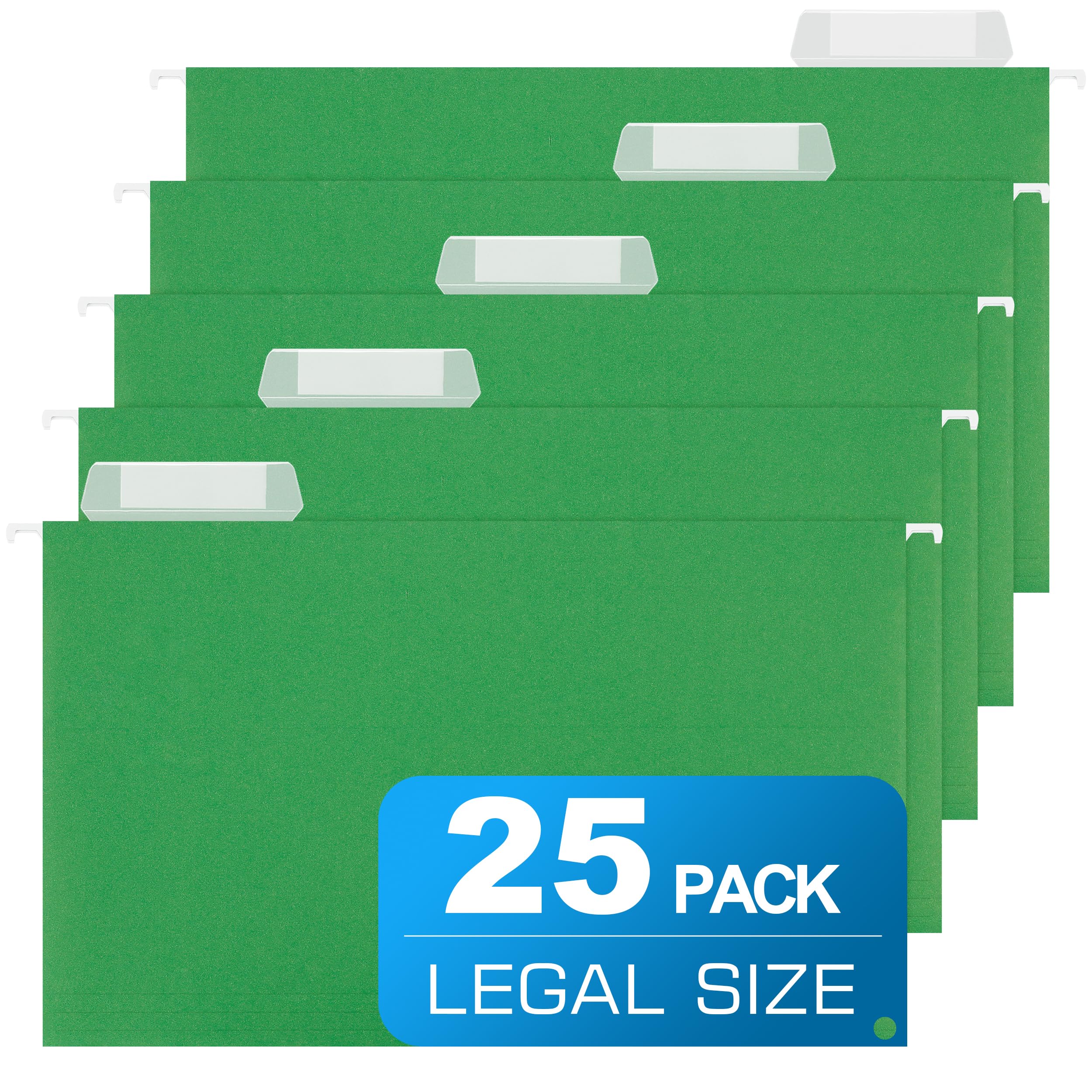 Legalny rozmiar wiszące teczki na dokumenty, 25 opakowań legalnych wiszących teczek na dokumenty, zielone foldery wiszące, 25 x 30 cm, wiszące foldery do szafki na dokumenty, regulowane zakładki 1/5