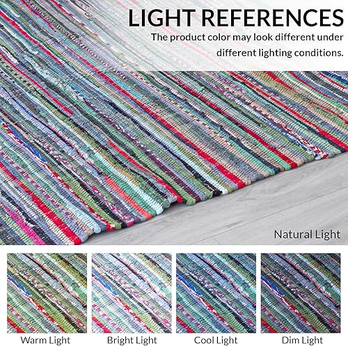 Miniatura 10 de HOMEMONDE Chindi - Alfombra rectangular de trapo de 20 x 32 pulgadas, de algodón reciclado, trenzado a mano, reversible, bohemio, para felpudo,