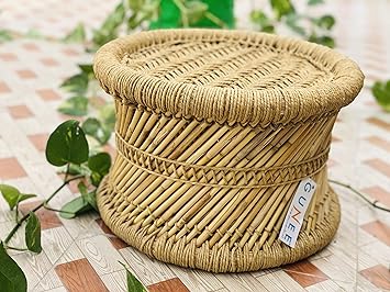 Pushkar Handicraft Exclusive Products Natural Look Bamboo Cane Bar Stool (Multicolour)