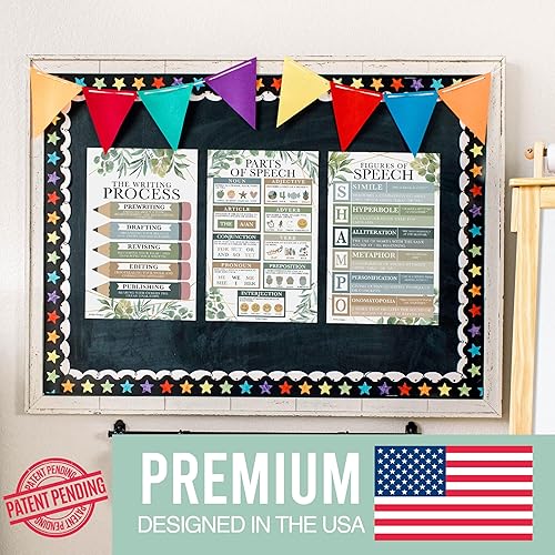 Miniatura 3 de Hadley Designs Partes de carteles de discurso para aula -4 carteles de gramática en inglés, proceso de escritura, sustantivos verbos adjetivos,