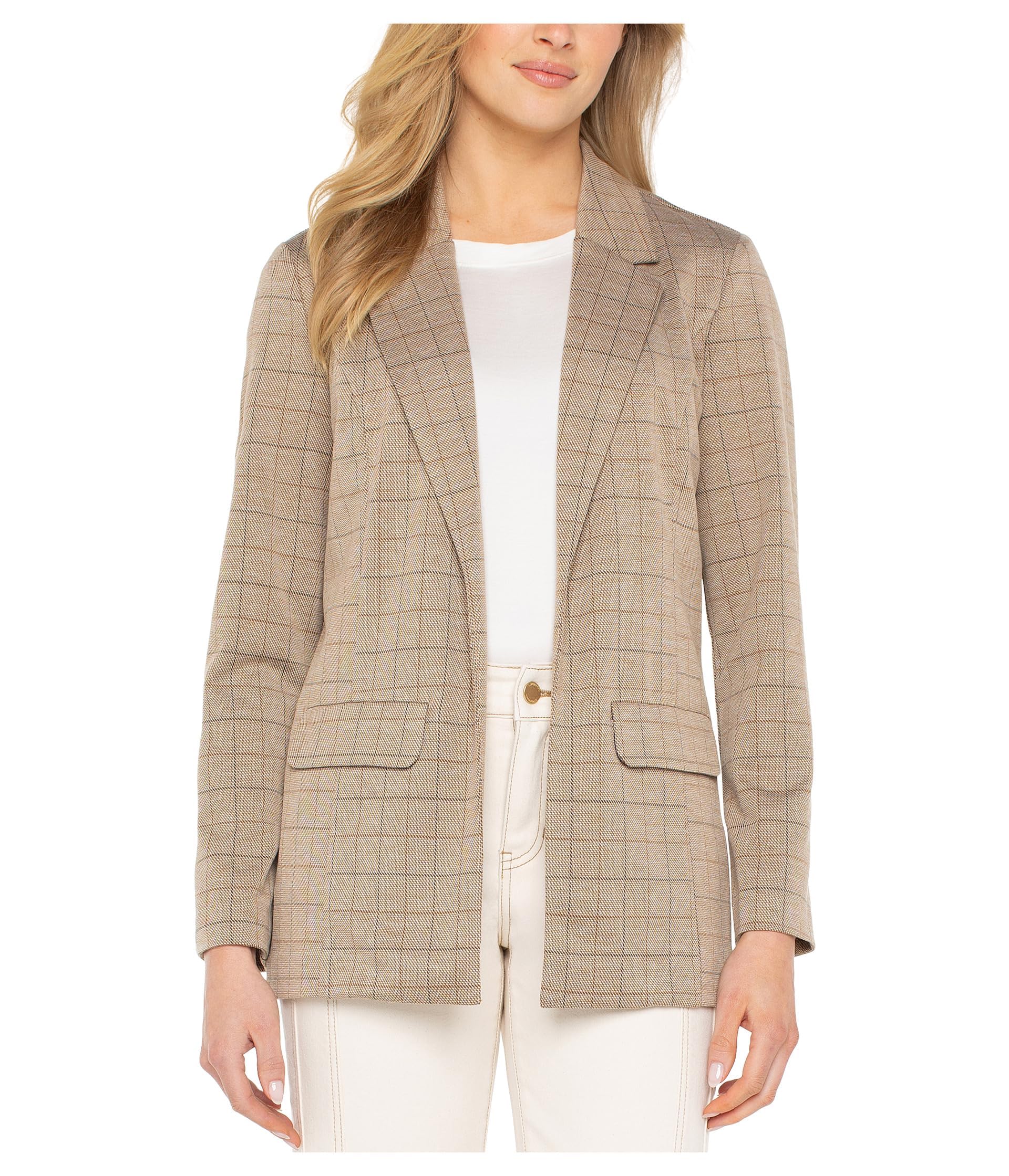 Liverpool Los Angeles Womens Boyfriend Blazer Khaki Grid Check Large
