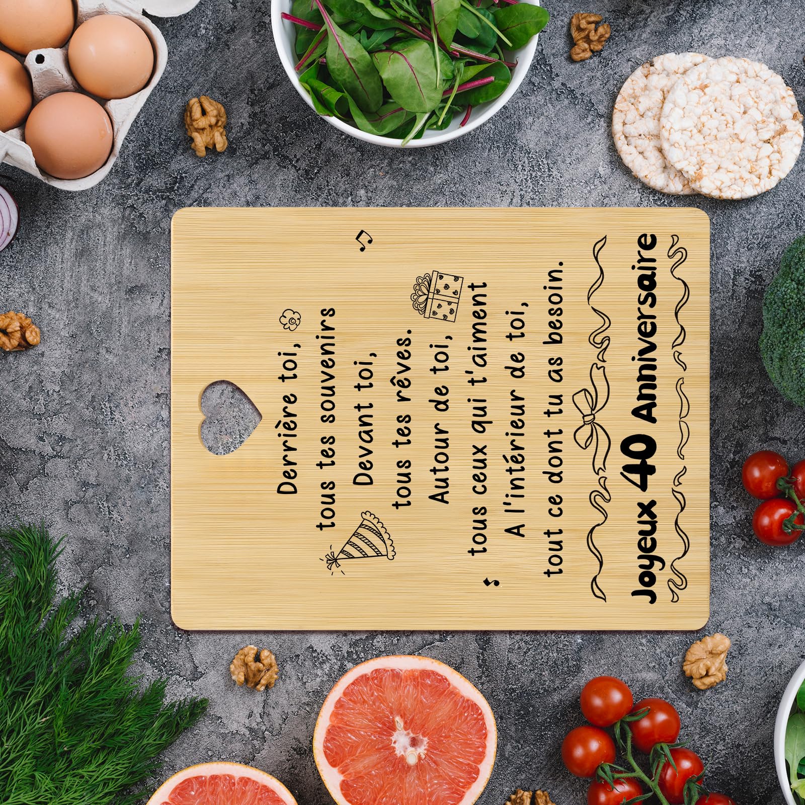 Cadeau Decoration Anniversaire 40 Ans - Planche À Découper 40 Ans Épaisse Bambou Cadeau Anniversaire Pour Femme Homme Cuisine