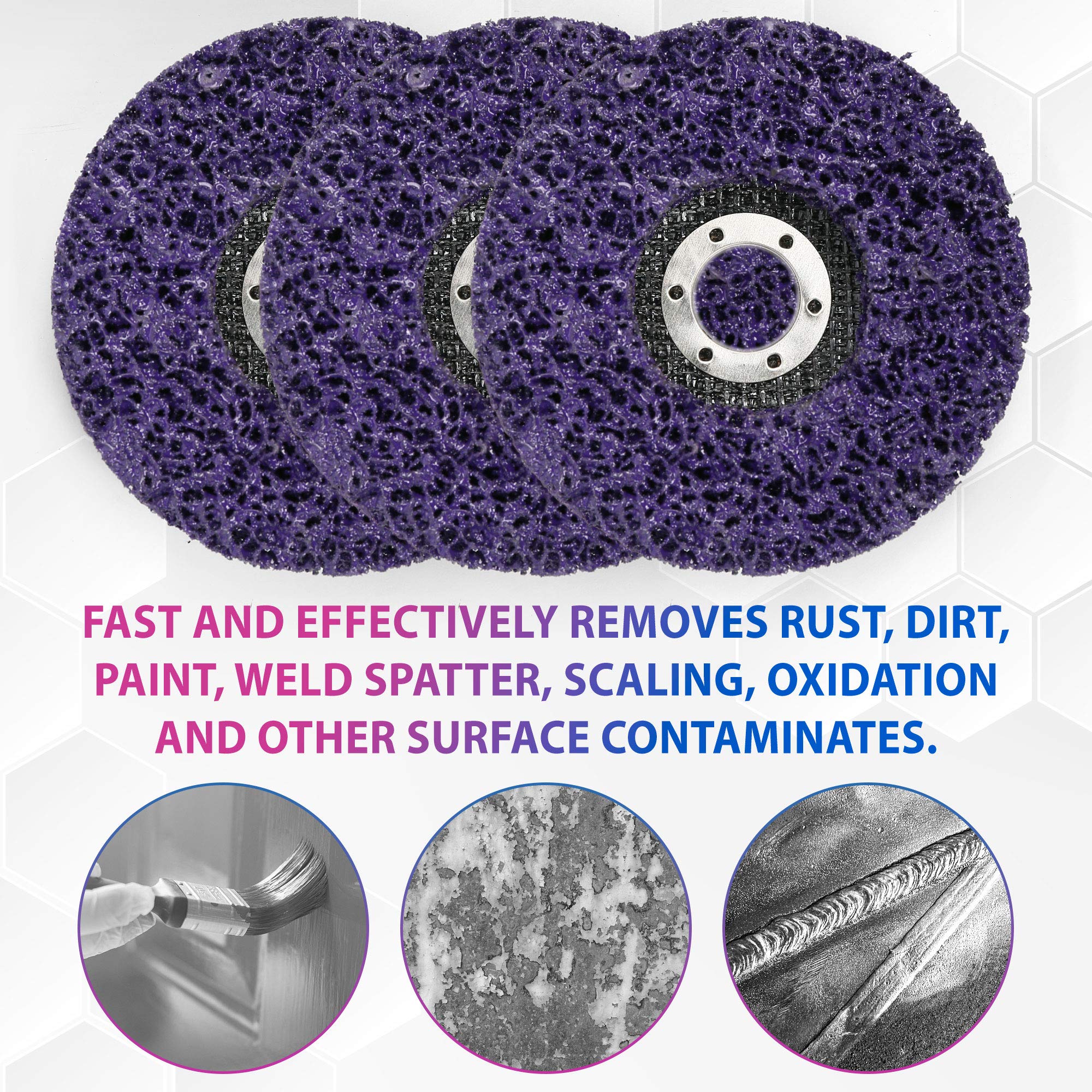 LotFancy Discos de tiras de lija para limpieza y eliminación de pintura, 6 unidades, color morado