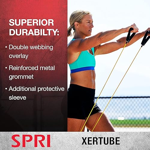 Miniatura 10 de SPRI Bandas de resistencia con asas - Bandas de tubo de resistencia para entrenamiento de fuerza y fitness