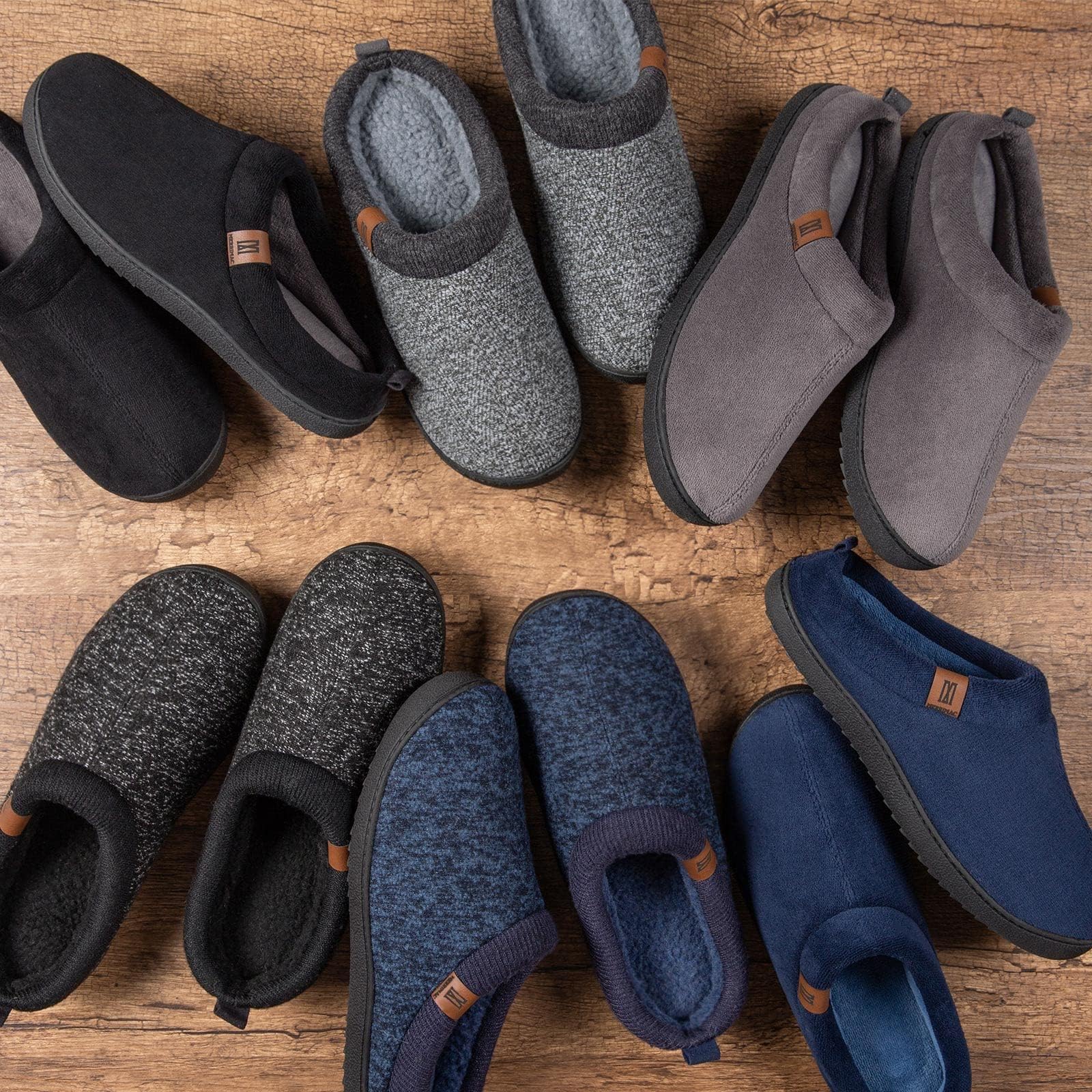 MERRIMAC Pantoufles classiques confortables en mousse à mémoire de forme pour homme