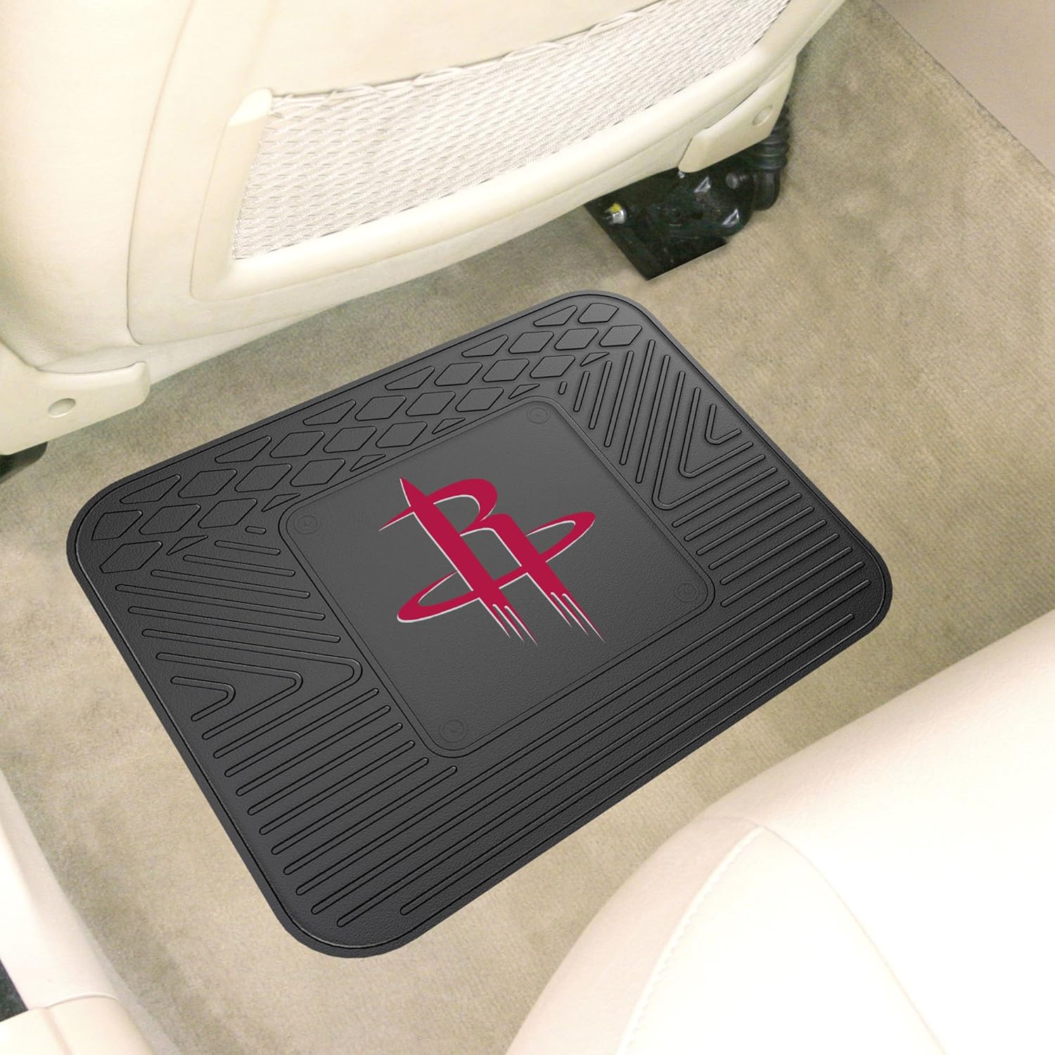 FANMATS 10020 Houston Rockets Back Row Utility Car Mat - 1 Piece - 14in. x 17in., All Weather Protection, Universal Fit, Molded Team Logo