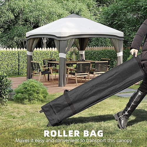 Miniatura 3 de Outsunny Tienda de campaña desplegable de 10 x 10 pies con red, tiendas instantáneas para fiestas, altura ajustable, con bolsa de transporte con