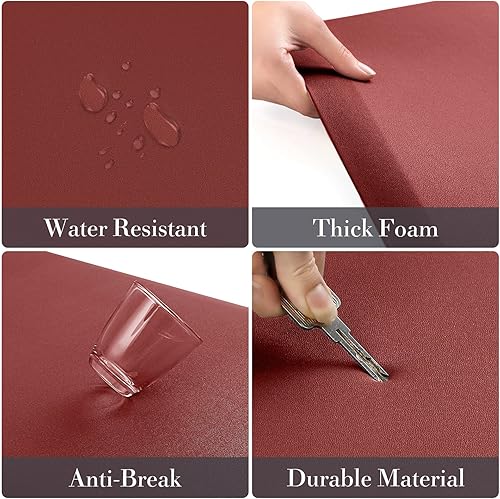 Miniatura 118 de HappyTrends Tapete de cocina [2 piezas] acolchado, cómodo, antifatiga, impermeable, antideslizante, tapete de espuma ergonómica gruesa y perfecta