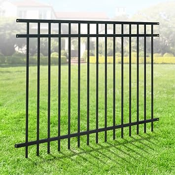 Fencer Wire Heavy Duty Flat Top Fence Barrier Panel, 4FT Height X 6FT Width Anti-Rust Metal Fencing Panel, Steel Outdoor Decorative Garden Fence Panel for Yard, Pool, Patio, Single Panel