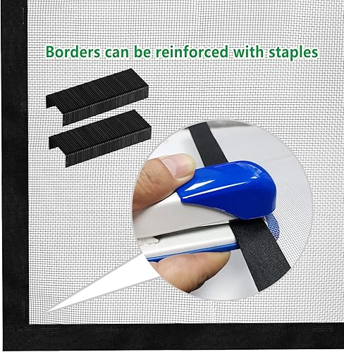 Miniatura 3 de Pantalla de ventana con velcro mejorado negro con marco de borde adhesivo de corte libre para bricolaje máximo de 20 pies de perímetro de 47 x 70 a