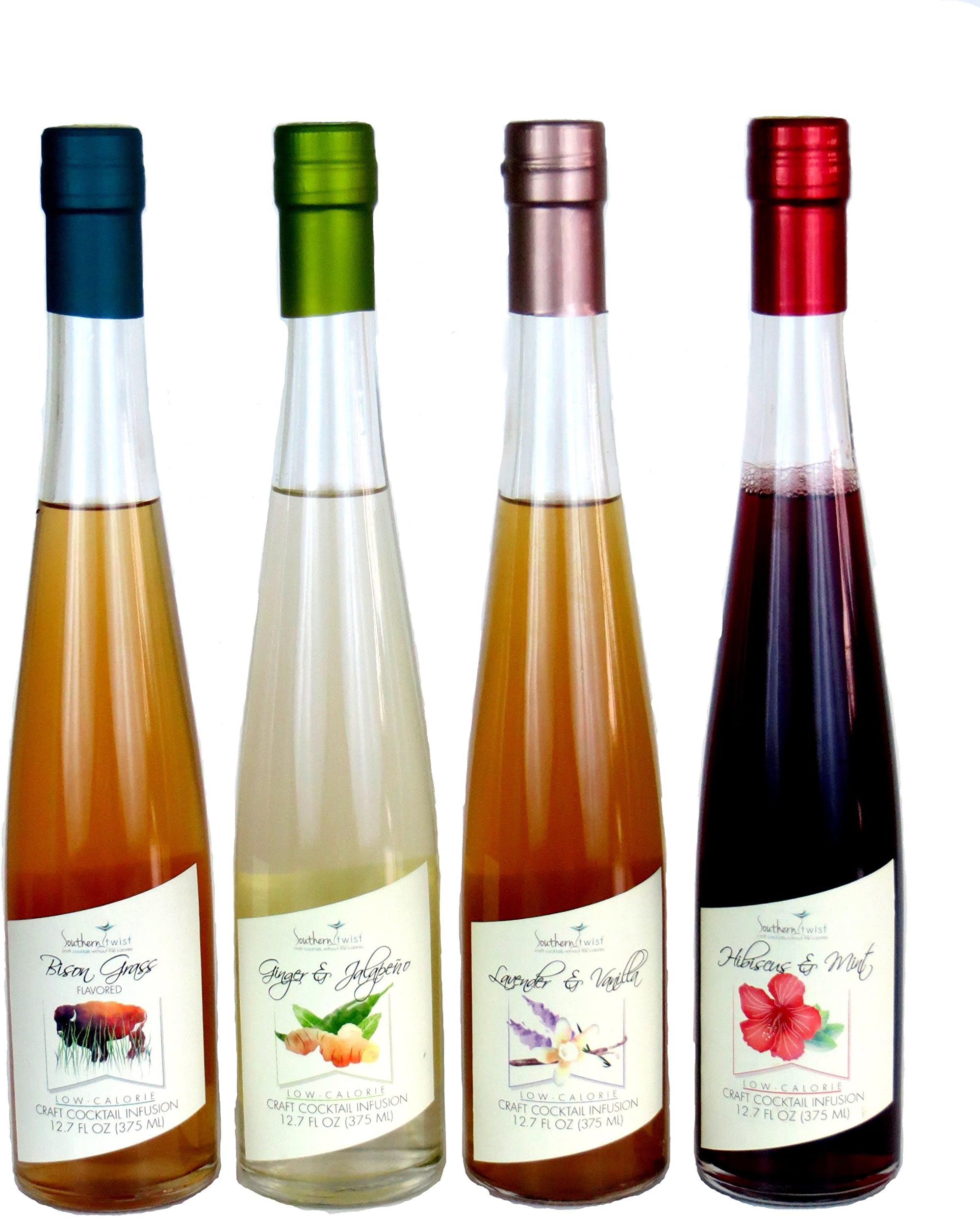 Southern Twist Craft Cocktail Infusions, 4-count (Ginger & Jalapeno, Lavender & Vanilla, Hibiscus & Mint, Bison Grass) (Mixed)
