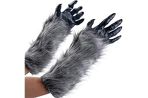 Halloween Werewolf Gloves Costume Accessories,Gray Werewolf Claw Cosplay Gloves