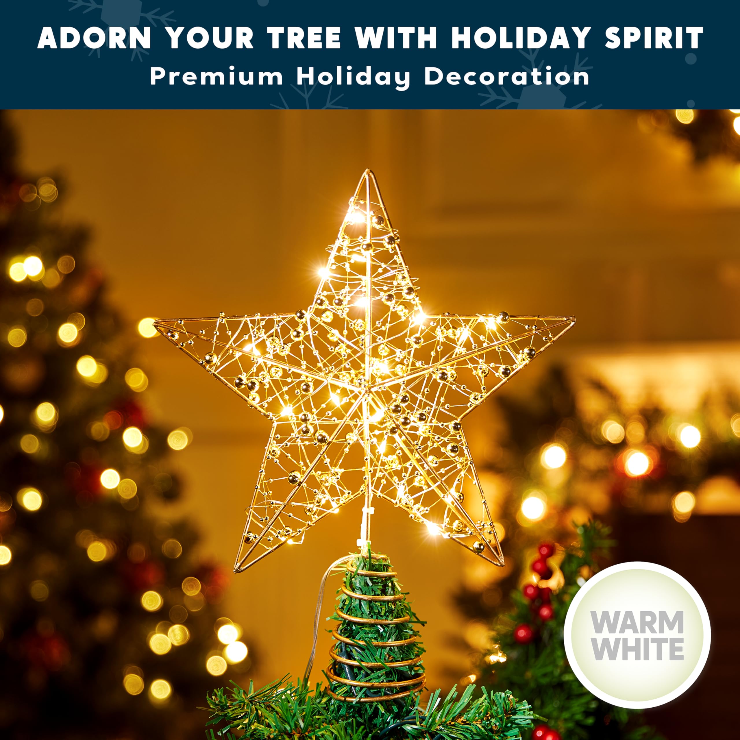 Cimier De Sapin De Noël à LED à Piles, étoile éclairée Pour Décoration De Sapin De Noël (argenté