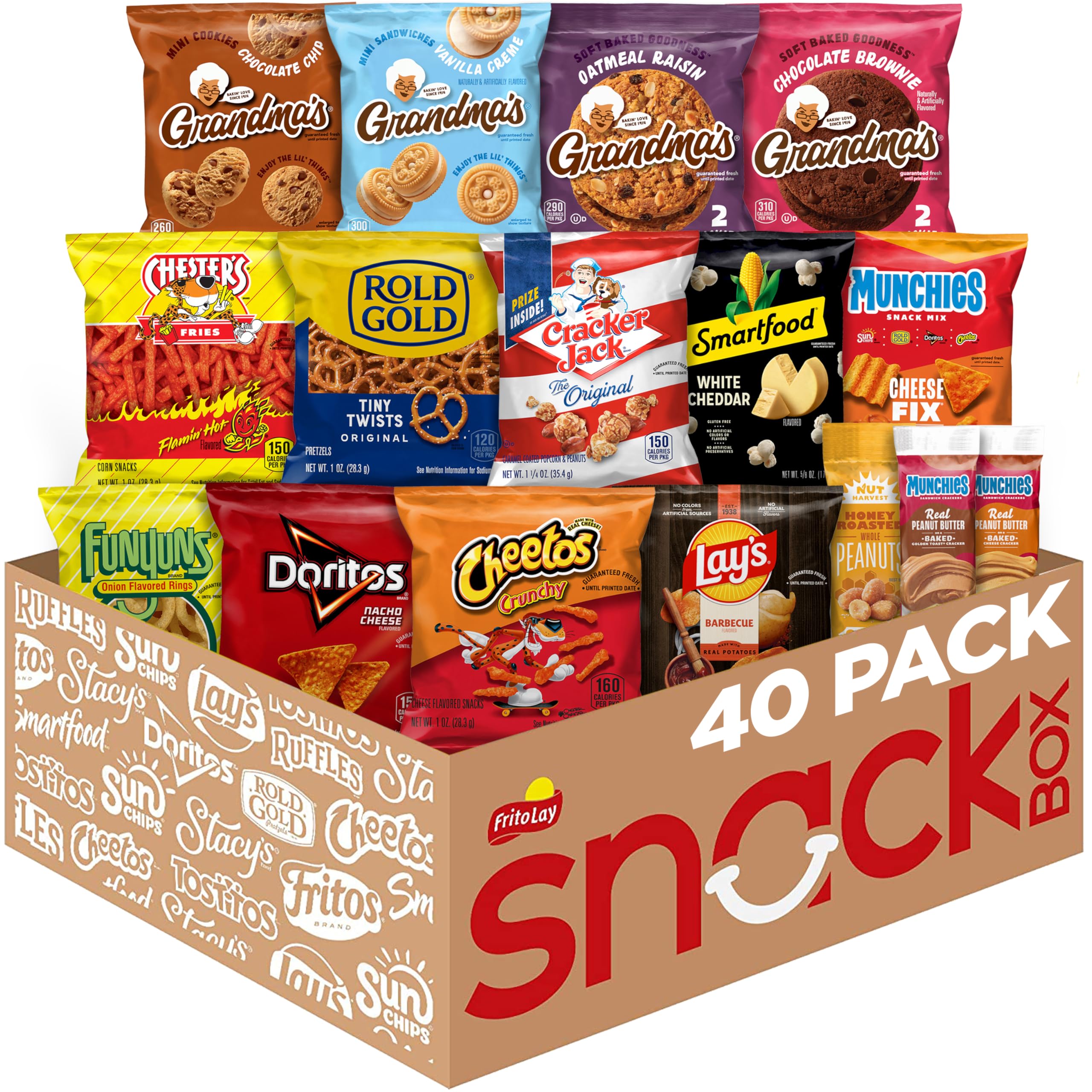 Frito-Lay Ultimate Snack Care Package, Variety Assortment of Chips, Cookies, Crackers & More, 3.39 Pounds, (Pack of 40)