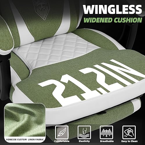 Miniatura 4 de Vonesse Silla de Juegos, Sillas de Juegos de Tela Reclinables para Adultos 250 LBS, Silla de Oficina con Cojín de Resorte de Bolsillo, Silla de