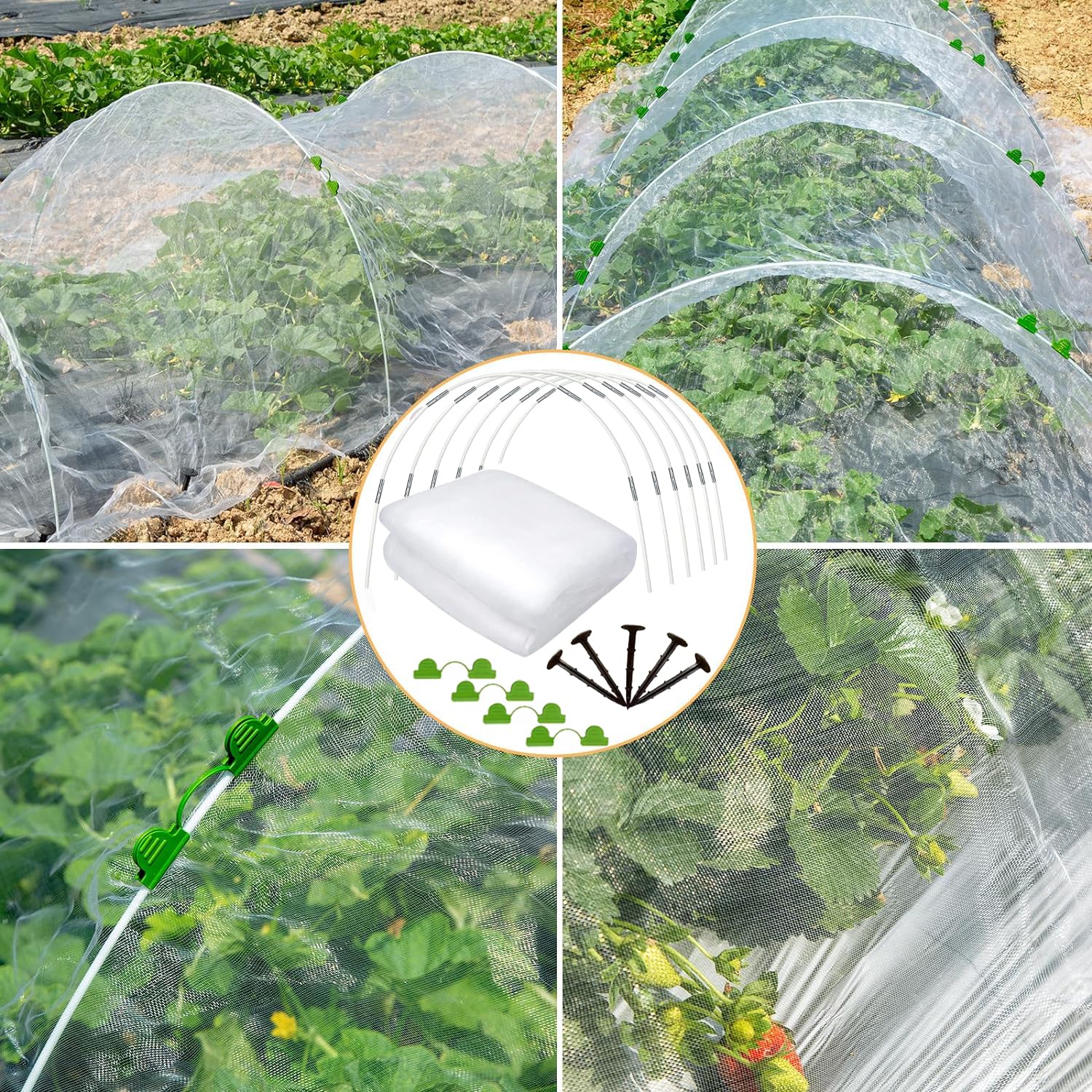YeahBoom Garden Arceaux pour Serre Tunnel, Tunnel de Plantation arqué, Cadre pour Serre De Jardin, Plantes Poussent des Tunnels Soutien Maisons Jardinage Un Cadre Culture en Fibre Verre Jardins