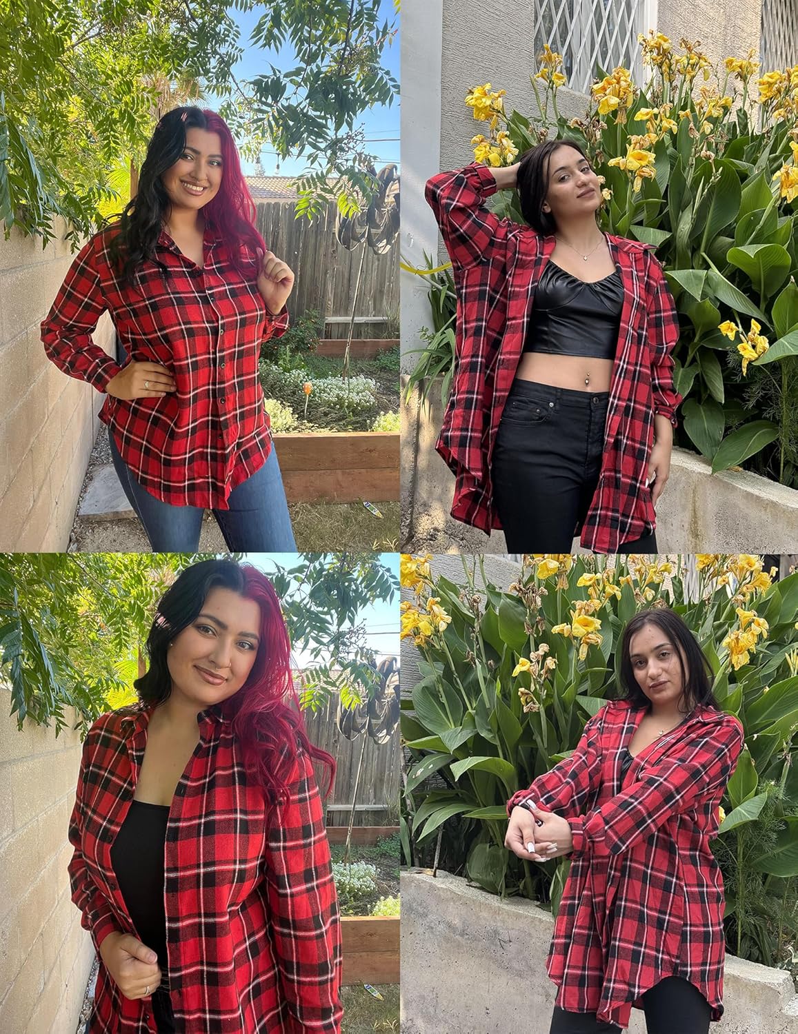 IN'VOLAND Womens Flannel Shirts Plus Size Plaid Button Down Long Sleeve Shirt Casual Boyfriend Oversized Shacket Work Tops - Image 2