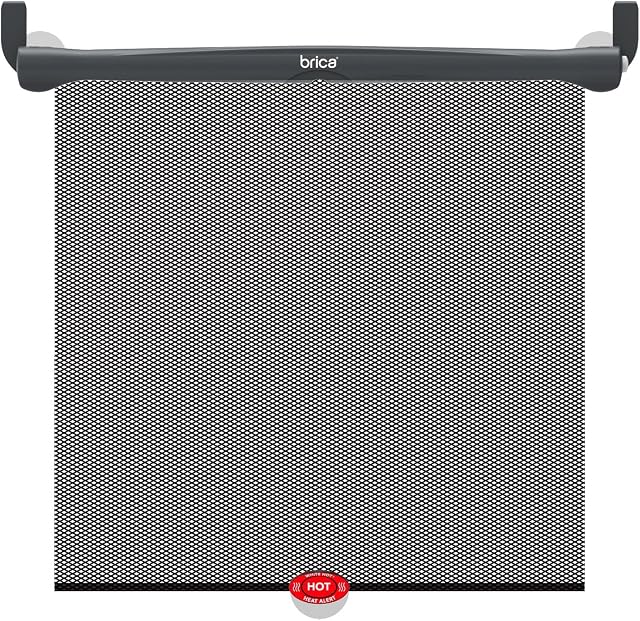 Brica by Munchkin Car Window Sun Shades,  Provides Maximum UVA UVB Protection, Safe View Premium Mesh and Heat Alert System,  Black
