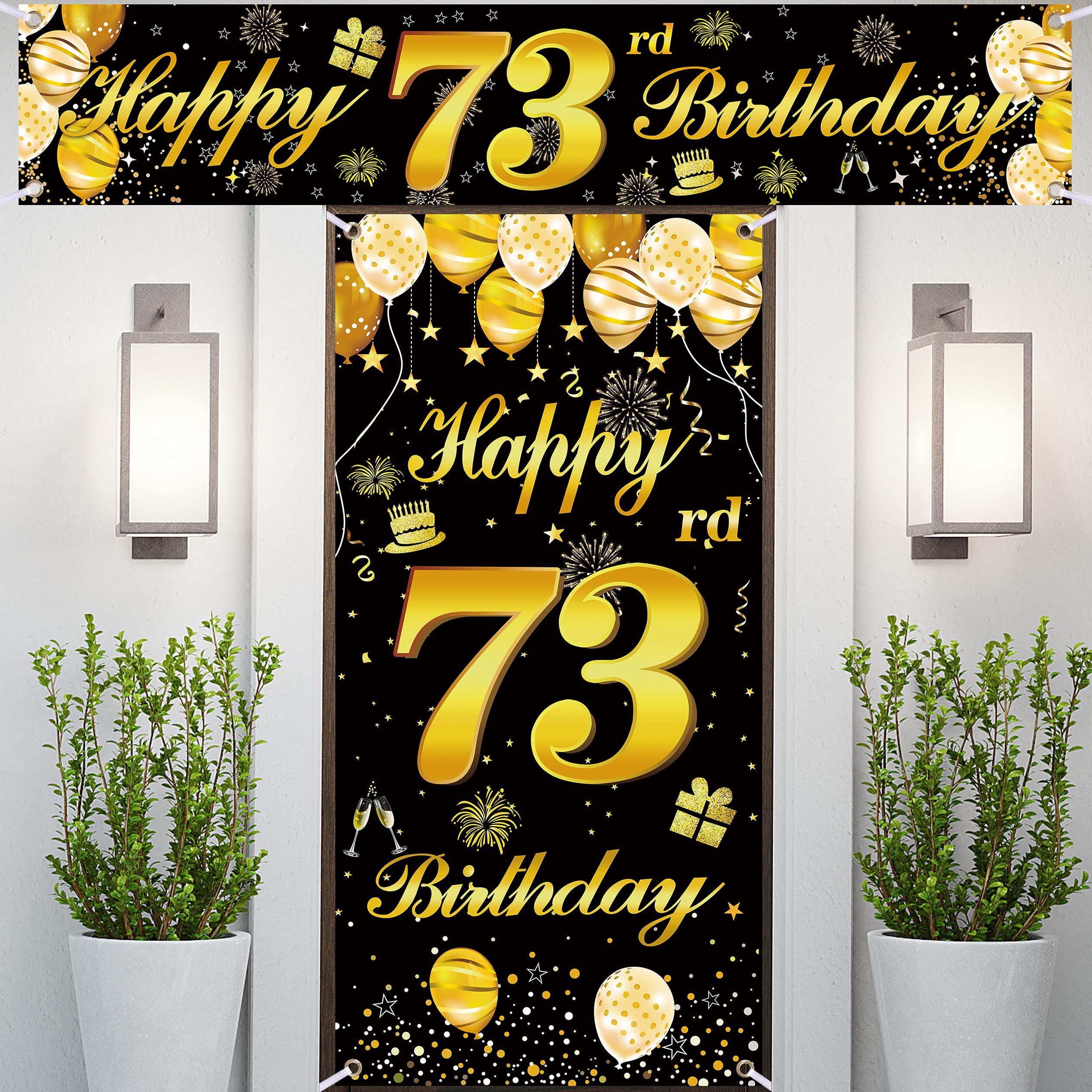 73rd Happy Birthday Door Banner IMISI Birthday Decorations Birthday Backdrop Decorations for a Party
