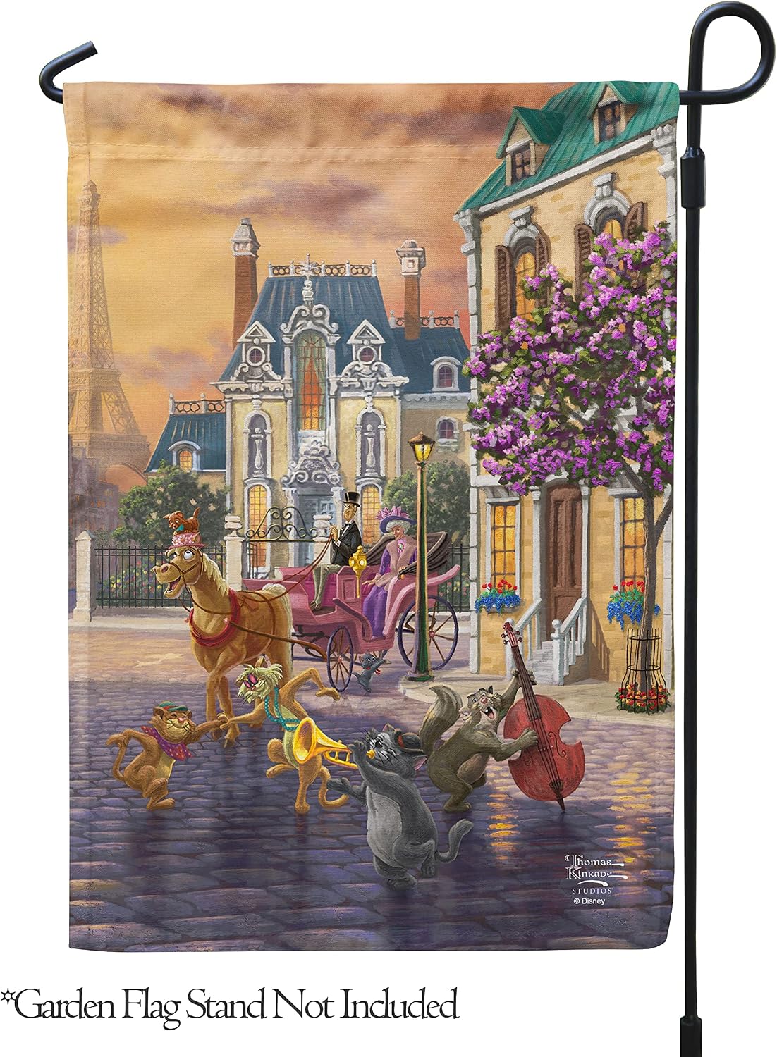 Flagology, Thomas Kinkade Disney, Aristocats – Garden Flag 12" x 18", Exclusive Fabric, Officially Licensed Thomas Kinkade Disney