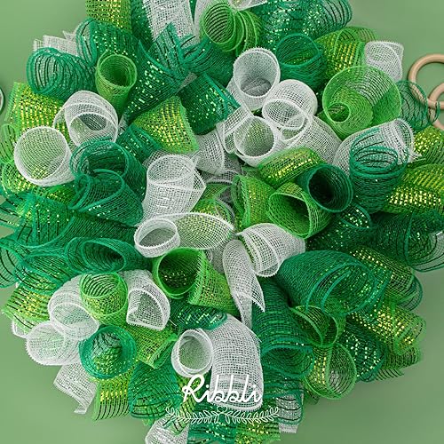 Miniatura 6 de Ribbli 4 rollos de cinta de malla de oro amarillo claro, 10 pulgadas x 30 pies (10 yardas) cada rollo, oro amarillo metálico con lámina dorada, uso