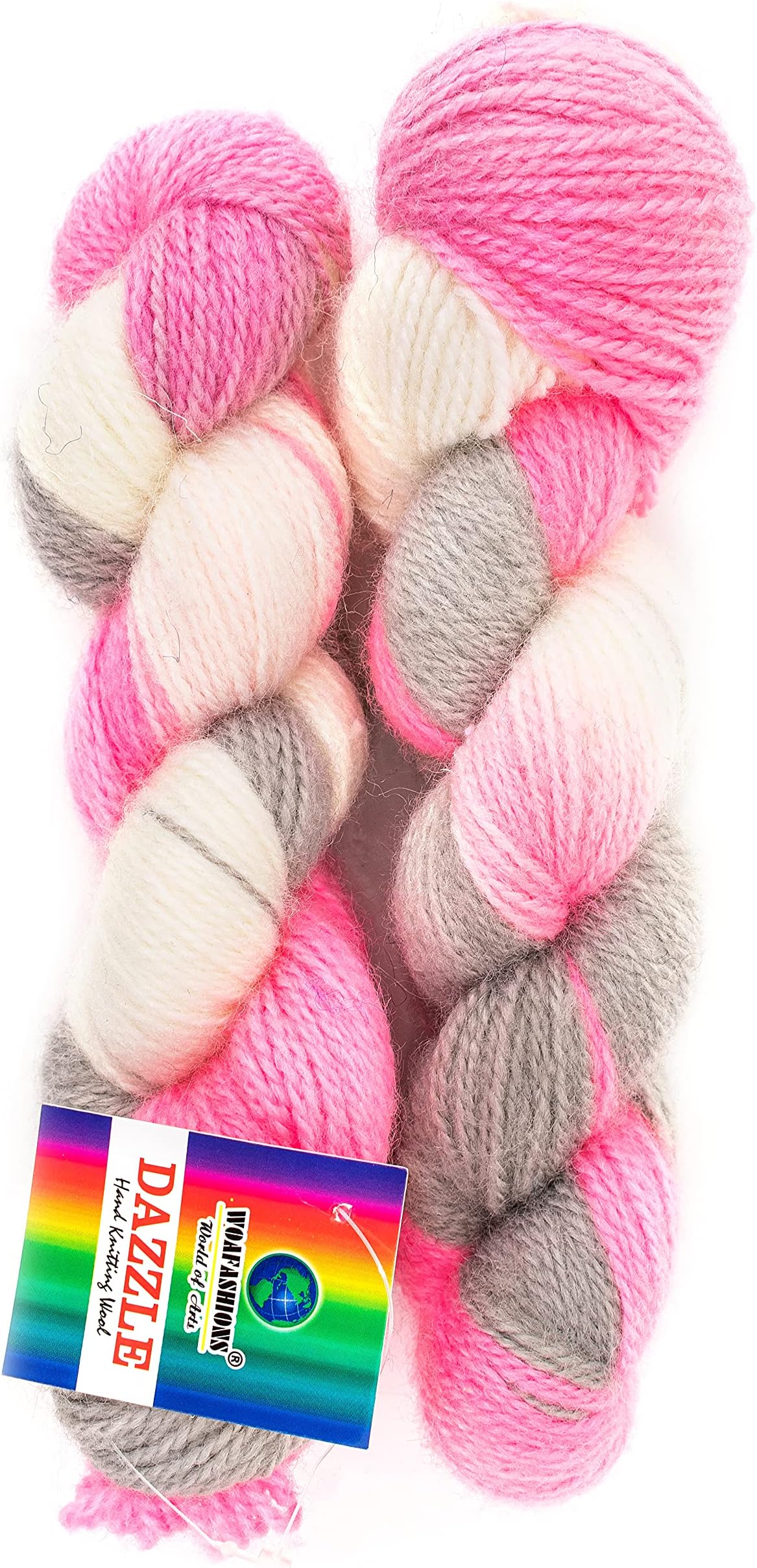 WOA Fashions Lovable Acrylic Hand Knitting Yarn Hanks (Multicolour, 340 g)