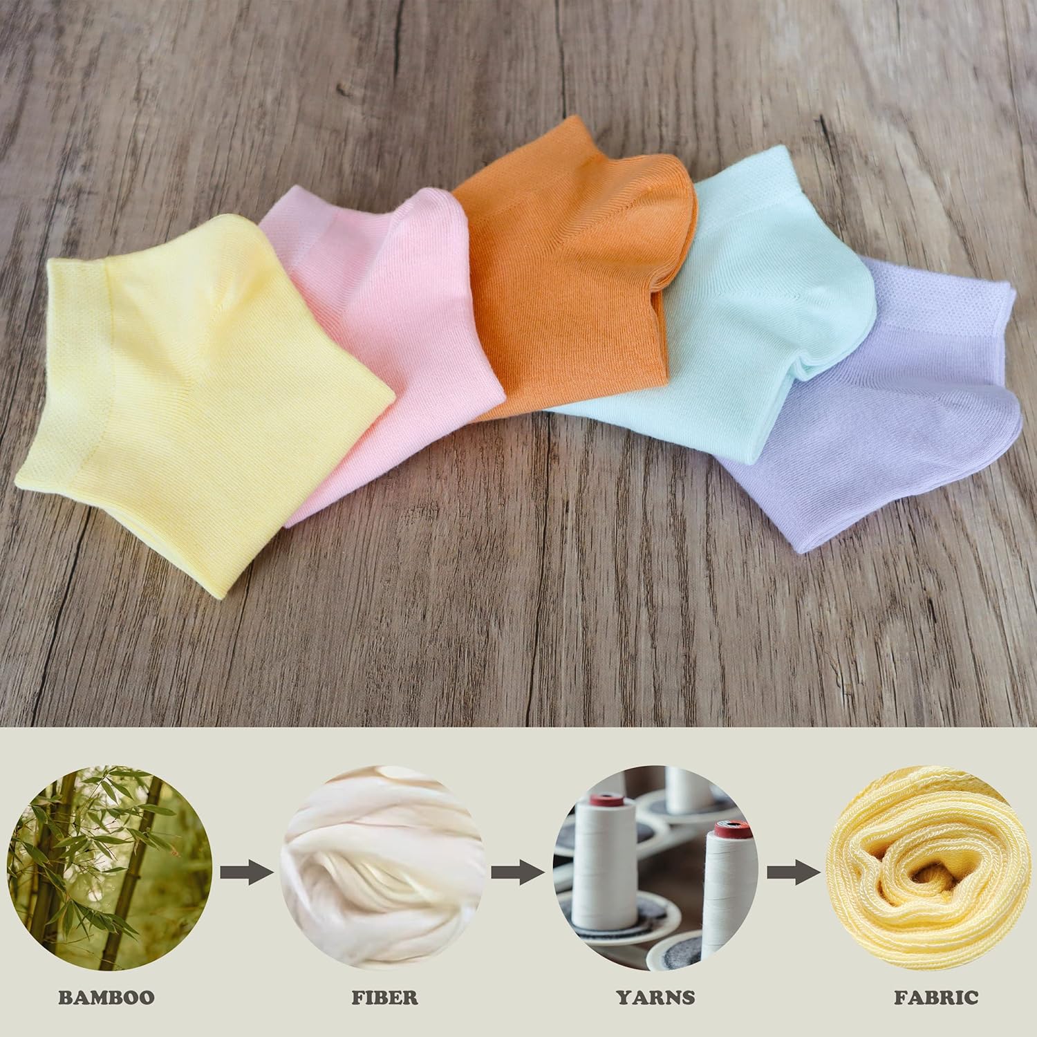 SERISIMPLE Viscose Bamboo School Socks Ankle Super Soft Kids Socks Stretch Cuffs Athletic Socks Odor Anti-odor 5 Pairs - Image 2