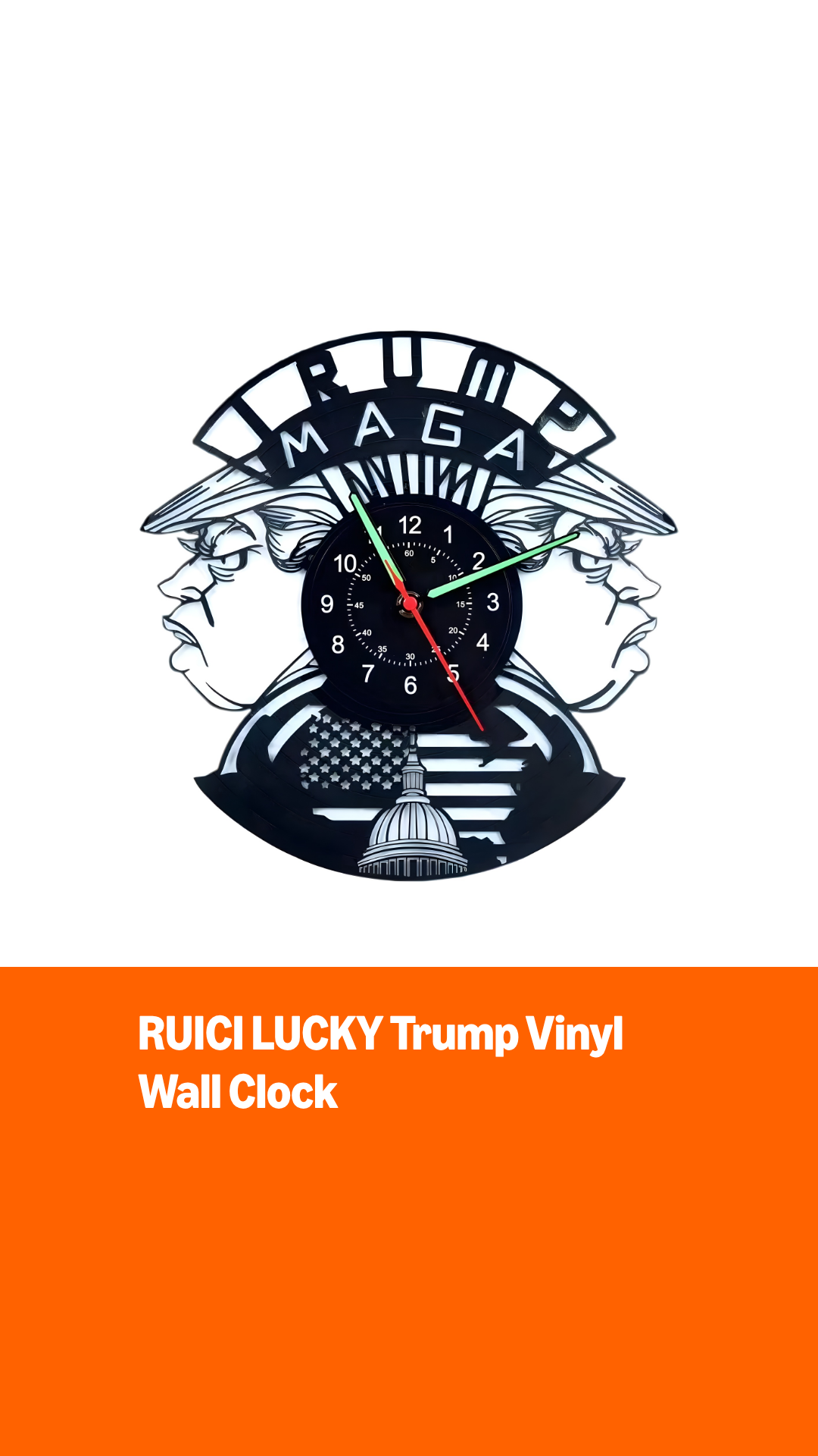 Reloj de Pared Vinilo con Diseño Trump Negro miniatura 6