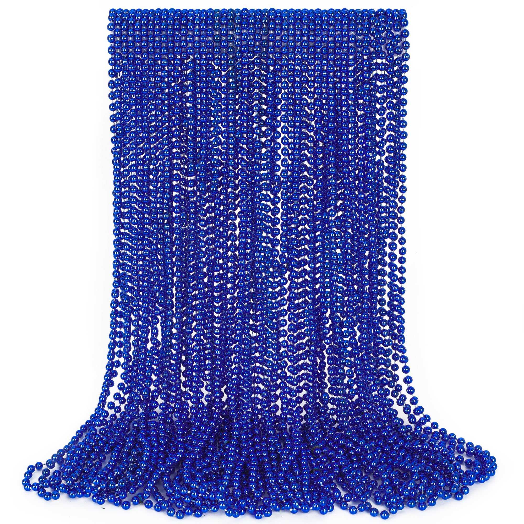 EOBOH 30PCS Blue Beads Necklace, Mardi Gras Beads Necklaces Stuff, 33" Festival 4th of July Blue Accessories, Fourth of July Accessories Wedding