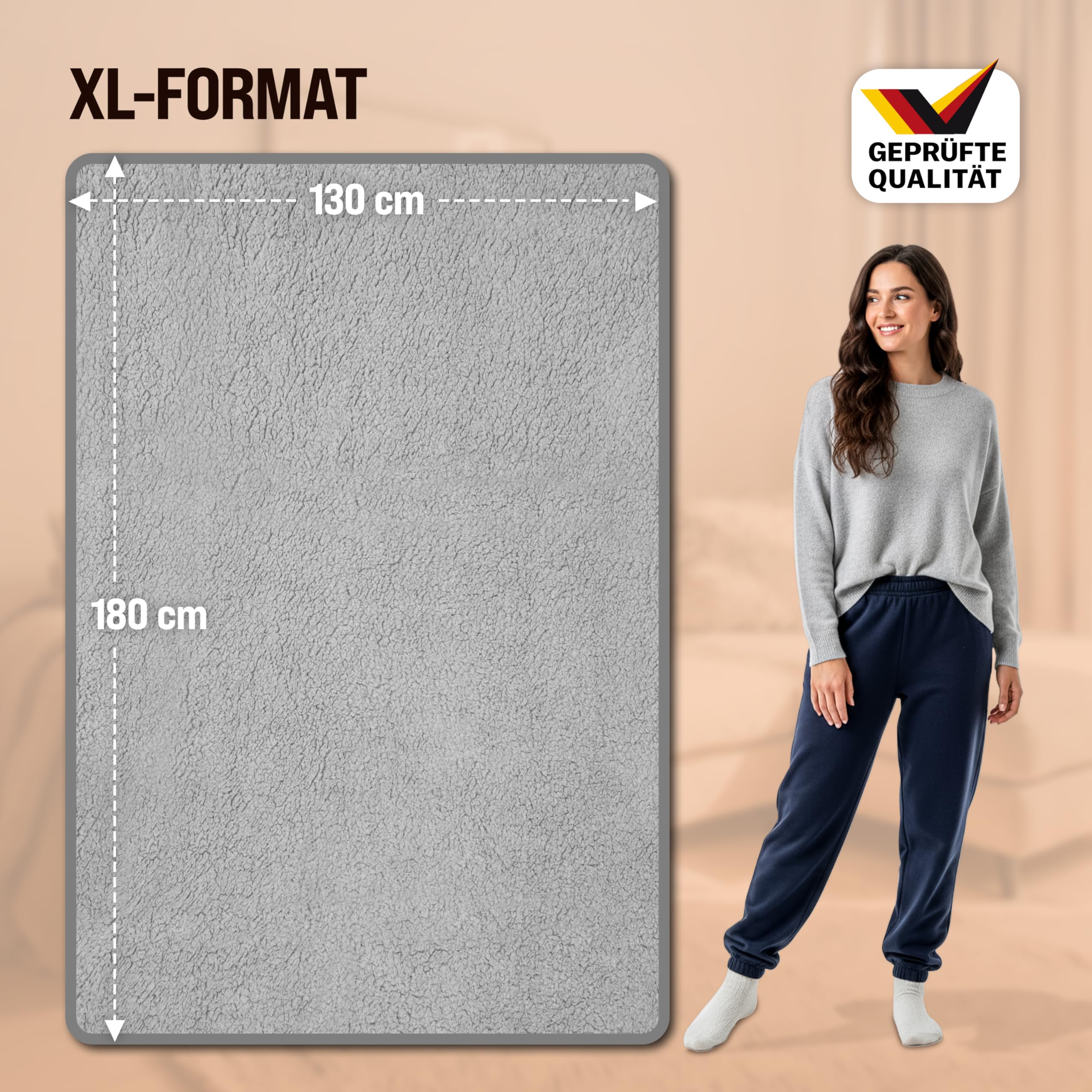 Monzana® Elektrische Heizdecke 180x130cm 120W 10 Heizstufen 10h Timer Abschaltautomatik Überhitzungsschutz waschbar Teddy Fleece Wärmedecke für Bett