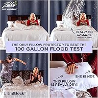 Vista 3 de UltraBlock Protector de almohada impermeable tamaño Queen (2 unidades) - Funda de almohada de algodón de rizo con cremallera
