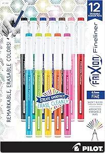 PILOT FriXion Fineliner Erasable Marker Pens, Fine Point, Assorted Color Inks, 12-Pack (11452)
