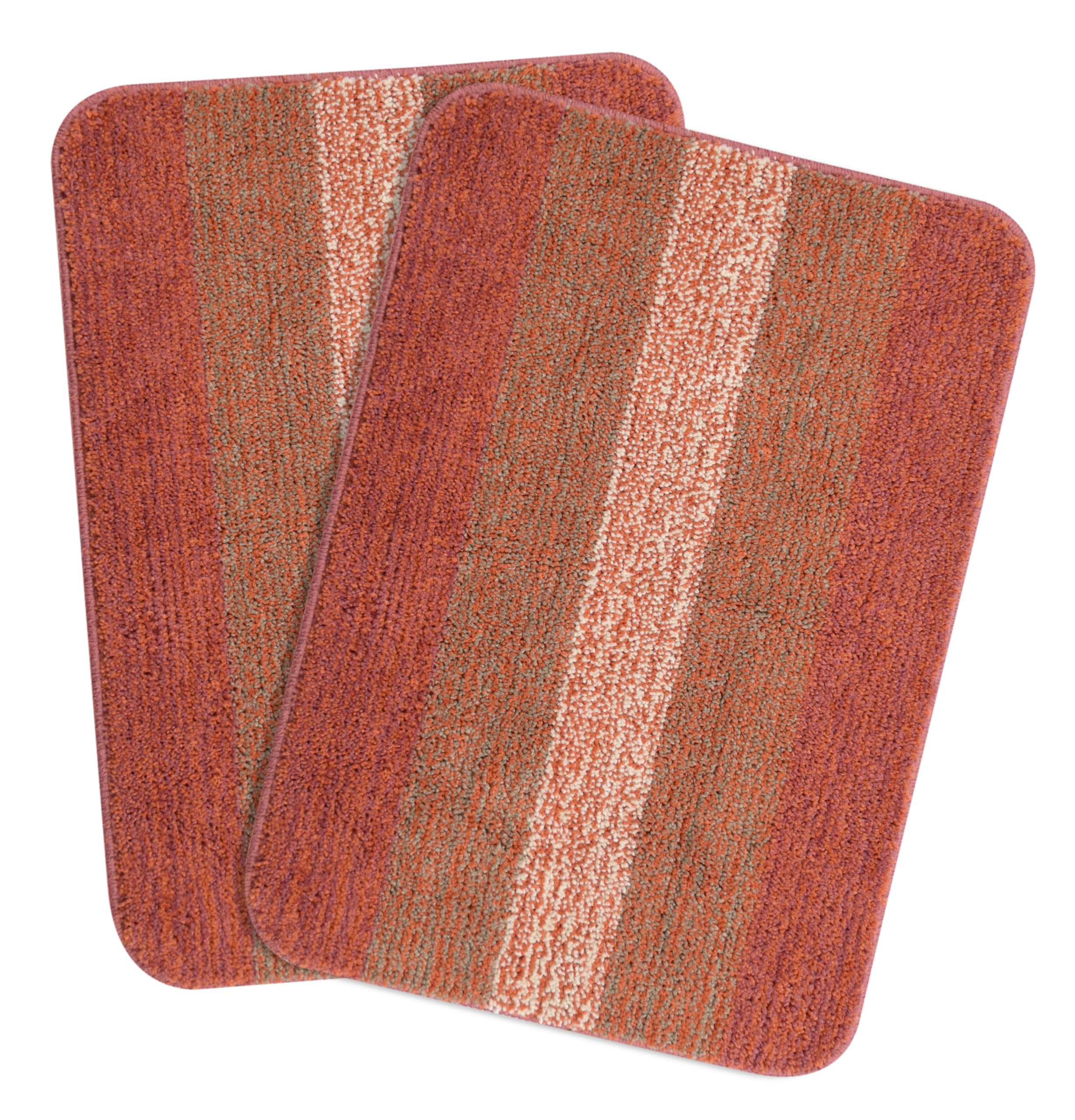 Saral Home Soft Microfiber Anti-Skid Bath Mat Pack of 2 (Rust, 50X70 CM)