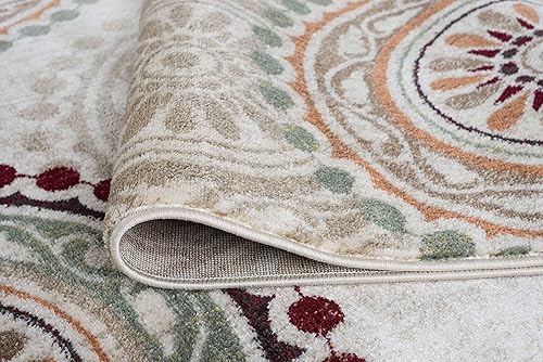 Miniatura 4 de Alfombra redonda Cadence Ivory de 8 pies para sala de estar y dormitorio, alfombra moderna - Alfombras para Salas Modernas