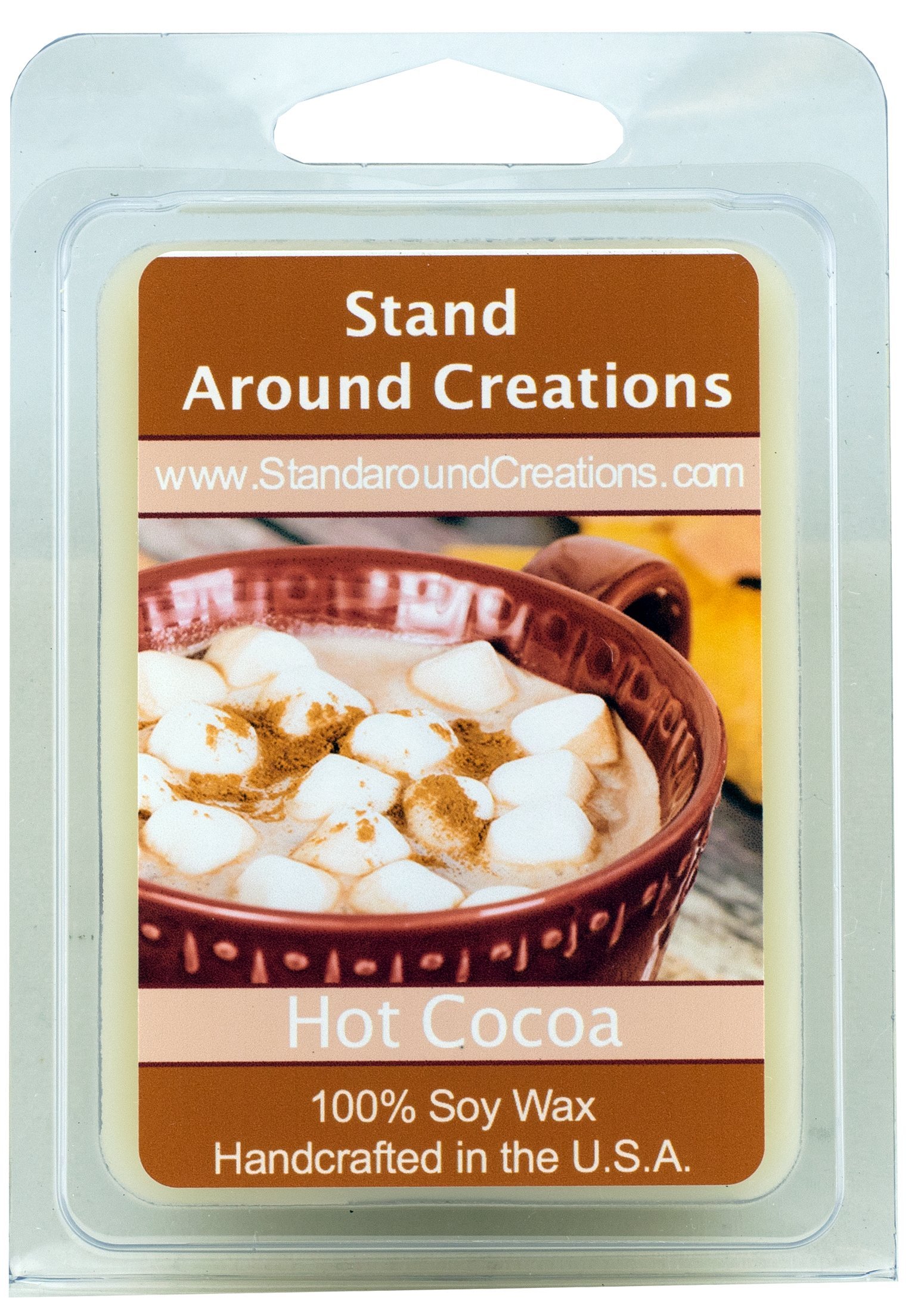100% All Natural Premium Soy Wax Melt Tart - Hot Cocoa - Warm hot chocolate with melted marshmallow topping 3oz - Naturally Strong Scented