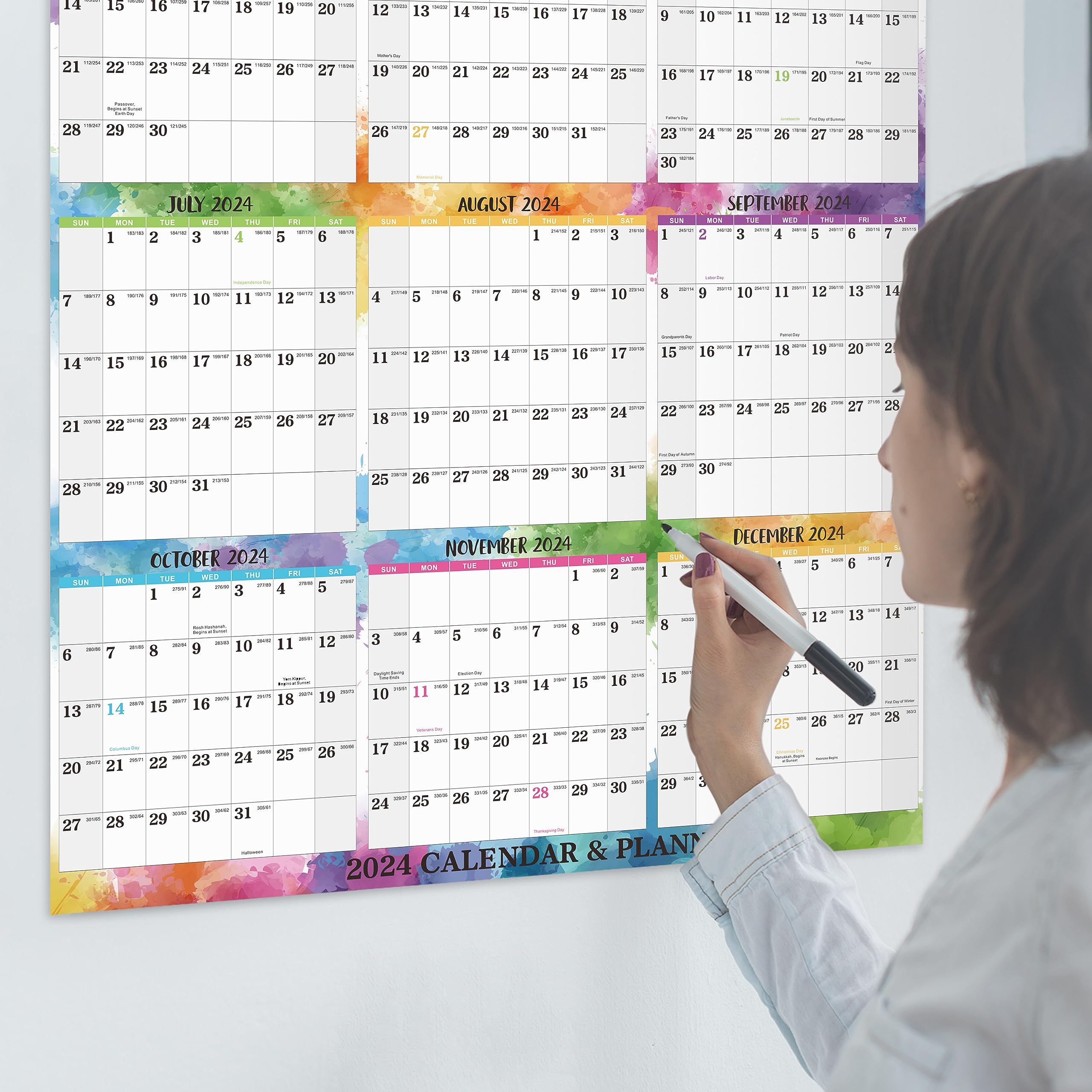 AT-A-GLANCE 2024 Erasable Calendar, Dry Erase Wall Planner, 36" X 24", Large, Vertical/Horizontal, Reversible (PM26P2824): Wall Calendars - View #6