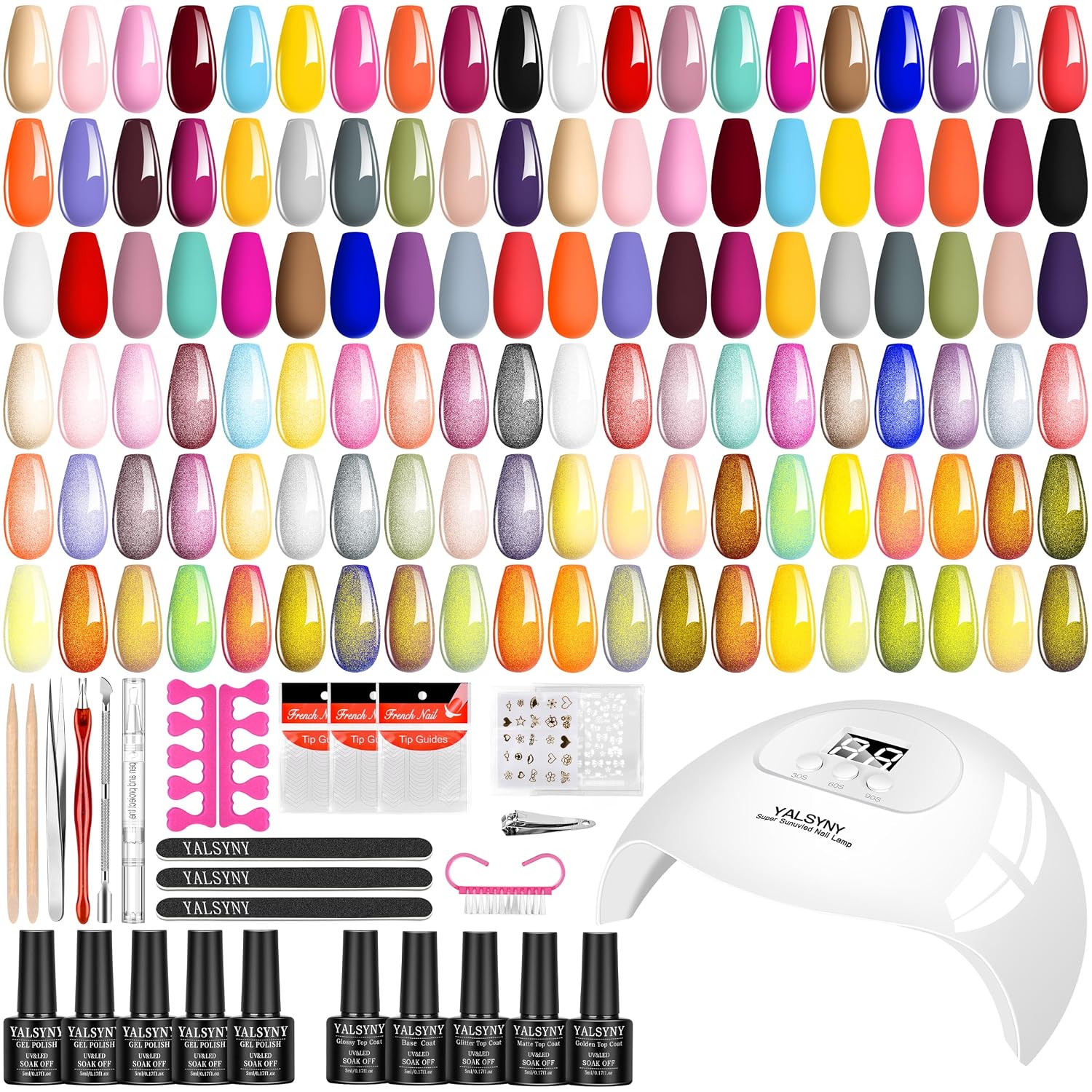 Gel Nail Polish Kit with Nail Lamp, Gel Nail Kit 30 Colors with Base Glitter Golden&Glossy Top Coat Soak Off Nails Supplies Manicure Kit