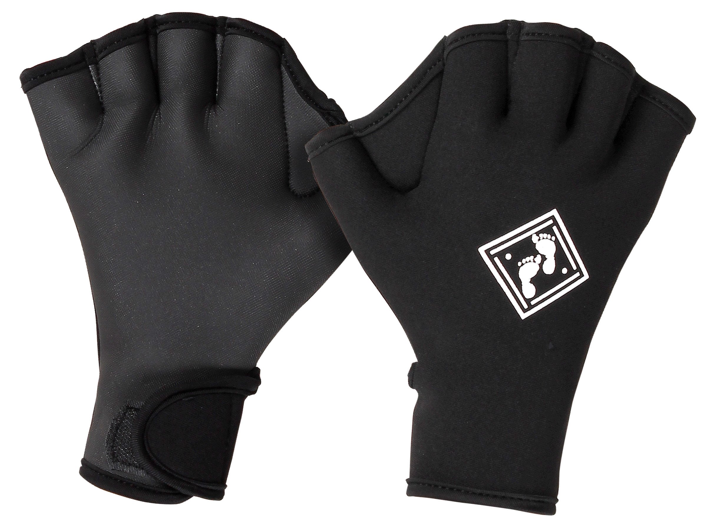 Two Bare Feet 3mm Webbed Swimming Training Gloves - Enhance Stroke Technique & Hand Strength for Swimming & Aquatic Training, Comfortable Fit for Adults & Kids (L)