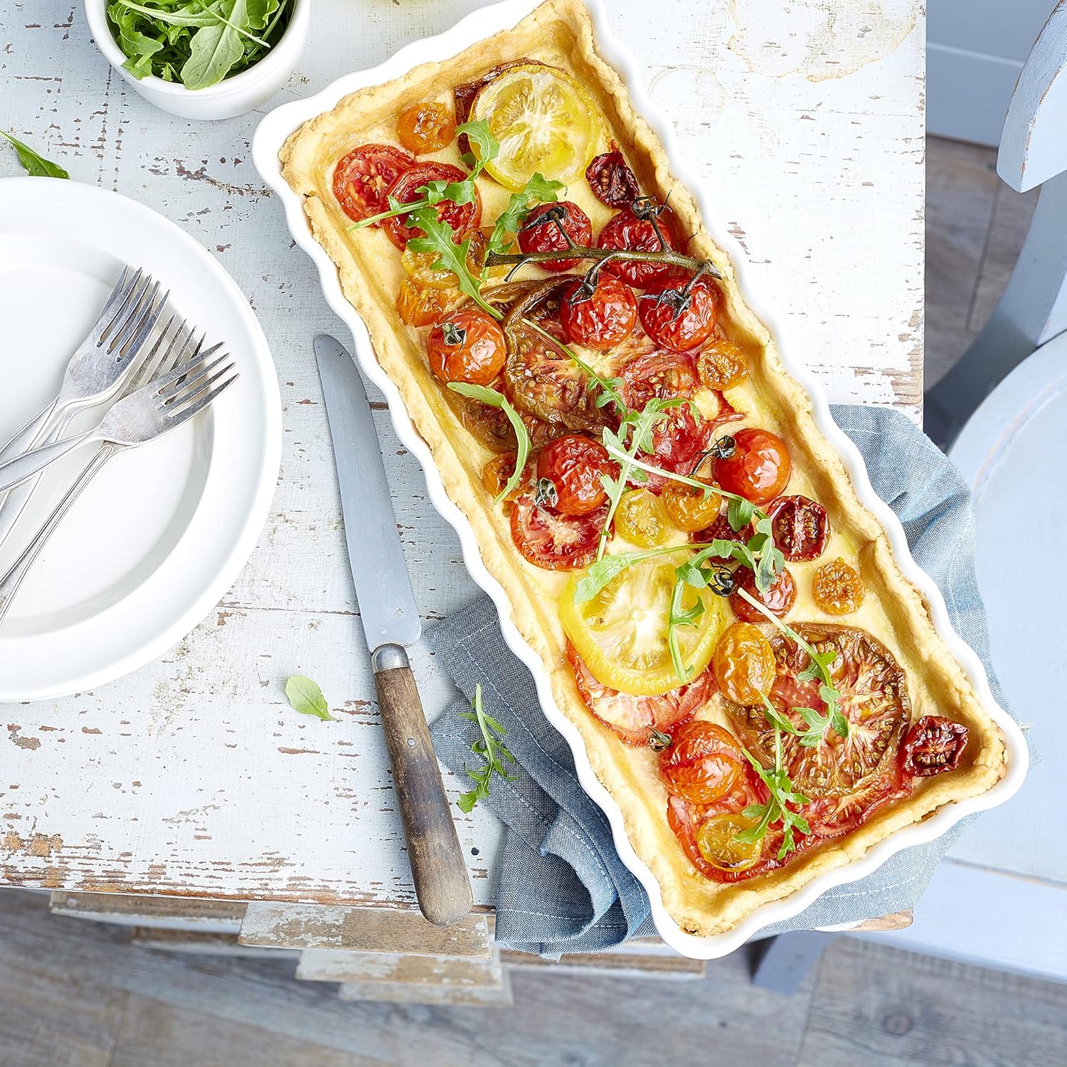 Emile Henry 13.6" x 5.1" Slim Tart Dish, Ocean Blue