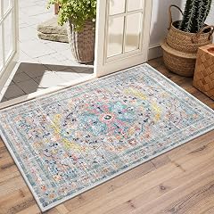 Pauwer Boho Washable Area Rug 2x3 Soft Living Room Bedroom Floor Carpet Mat Indoor Farmhouse Vintage Non Slip