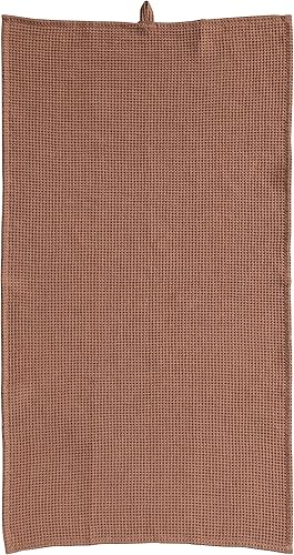 Toalla de cocina decorativa de lino y algodón de gran tamaño con lazo para comedor y cocina, color terracota