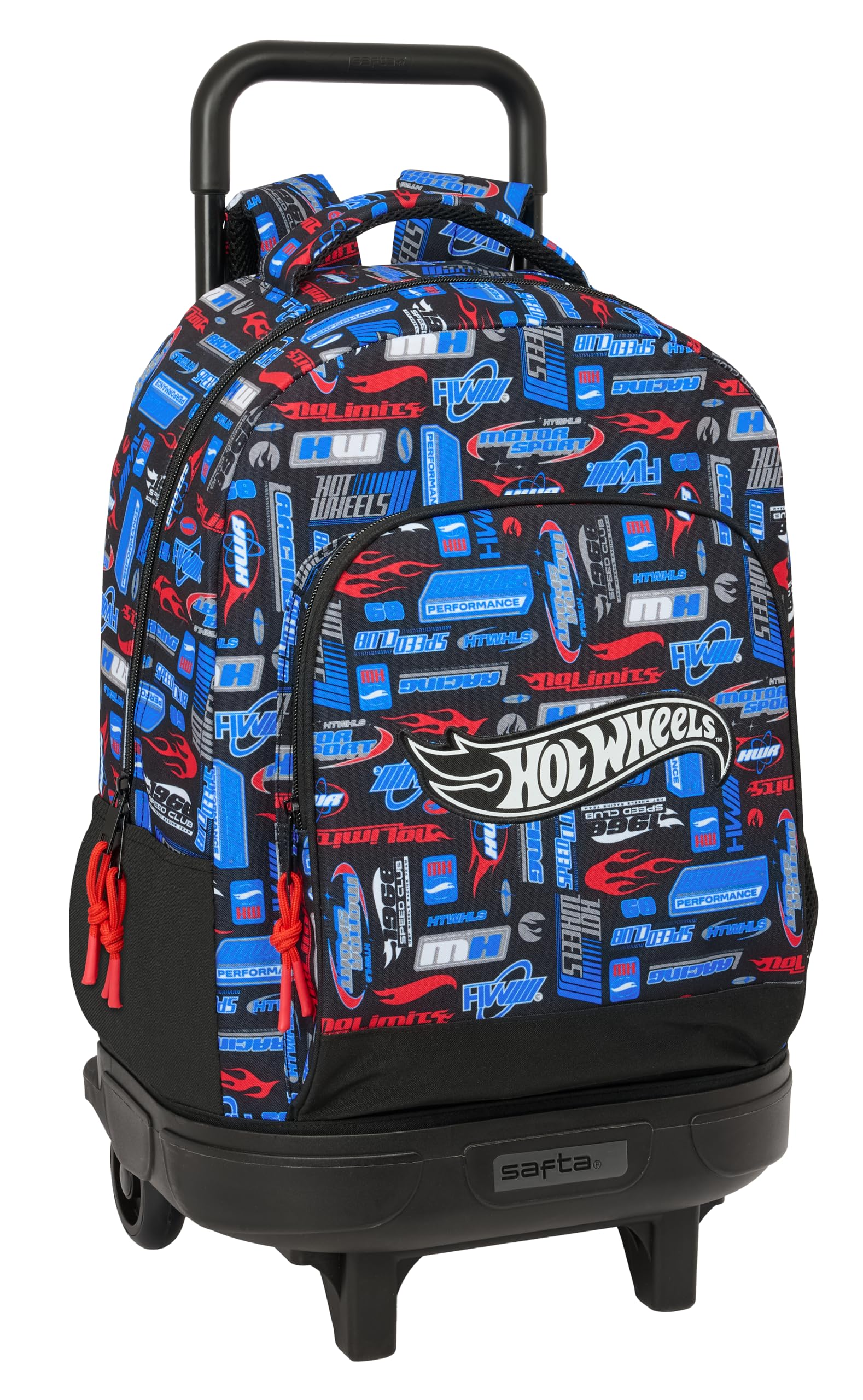 Safta HOT WHEELS – Large Backpack with Wheels, Compact, Removable, Ideal for Children of Different Ages, Comfortable and Versatile, Quality and Resistance, 33 x 22 x 45 cm, multicoloured, M, Casual