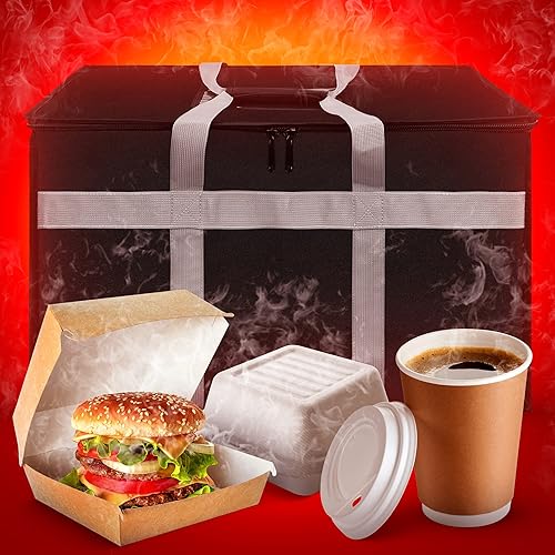 Miniatura 8 de Dodin Delivery Bolsa aislada para entrega de alimentos - 23 x 14 x 15 pulgadas - Interior resistente al agua - Ideal para catering comercial - Bolsa
