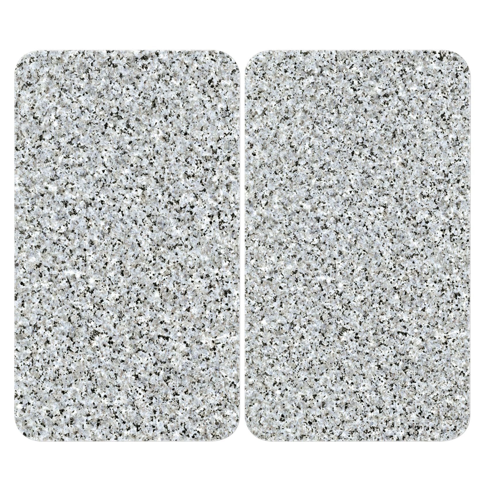 WENKO Plaque de Recouvrement Universelle Mod. Granit, réglable en hauteur pour tout type de cuisinière, planche à découper et protection anti-éclaboussures, verre, 30 x 52 cm, 2 pièces