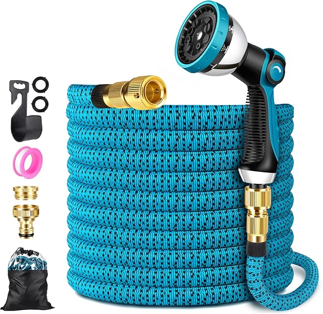 ZARSYN Garden Hose, Durable Expandable Garden Pipe with 10 Spray Pattern Nozzle & Solid Brass Connectors, Strength Fabric 3750D, Heavy Duty Garden Hose with 4-Layer Latex core-23m/75ft