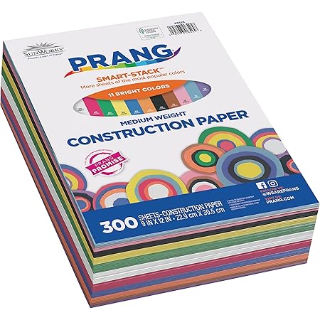Prang (Formerly SunWorks) Smart-Stack Construction Paper, 11 Assorted Colors, 9" x 12", 300 Sheets